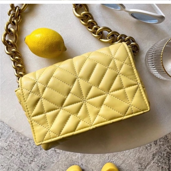 Zara Bags Zara Quilted Chain Shoulder Bag Pastel Yellow Poshmark